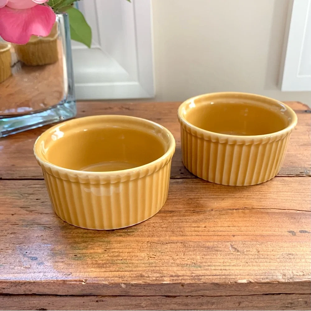 Apilco France SET of 2 Ramekins in Mustard Yellow